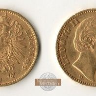 Bayern Goldmünze 7,97 g. 20 Mark 1873 D, König Ludwig II. (1864-1886)