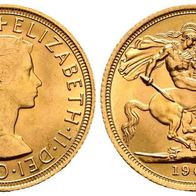 Großbritannien Goldmünze 7,99 g. Queen Elizabeth II. (1952-2022) 1 Sovereign 1967