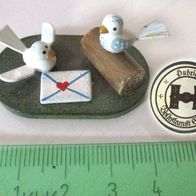 Hubrig Volkskunst Miniaturen - zwei Tauben mit Brief