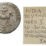 Indien Scythen Silber Tetradrachme 10-30 n. Chr. "AZES II."
