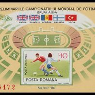 1985 Rumänien Fußball-WM Mexico 1986 Block 219 ungezähnt postfrisch
