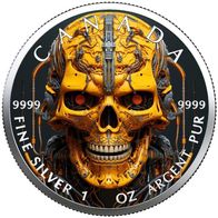 Cyber Skull Canada 2023 Maple Leaf 1 OZ SILBER -COLOR EDIT
