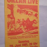 alte Konzertkarte, Gillan, 28.06.1981 in Erlangen-Stadthalle (T#)