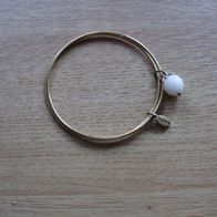 Pilgrim Armreif golden zierlich mit Perle