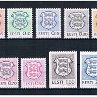 002) Estland 1991 Wappen Mi. Nr. 165-73 kpl. Satz postfrisch