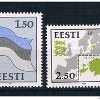 004) Estland 1991 Symbole Mi. Nr. 174/75 kpl. Satz postfrisch