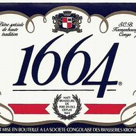 Etiquette de bière "1664" Societe Congolaise des Brasseries Kronenburg Afrique