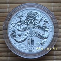 1 x 2 Oz Unzen Australien Lunar III 2024 Drache Dragon st