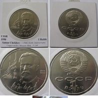 1990, USSR, 1-Ruble commemorative coin, Anton Chekhov