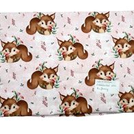 1,2 M Reststück Bio Jerseystoff Eichhörnchen Rosa Stoffrest Kinderstoff Jersey