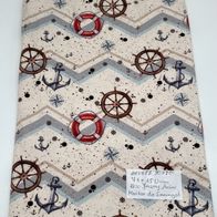 0,7 M Reststück Jerseystoff Stoffrest Stoff Bio Jersey Anker Maritim der Smaragd