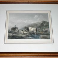 Kupferstich Passing The Brook RETOUR A L` ETABLE E. Verboeckhoven J. Cousen 1850