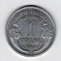 MÜNZE Frankreich 1 FRANC 1947 Morlon 4. Republik Aluminium 0,9 Gramm Rar Selten