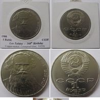 1988, USSR, 1- Ruble commemorative coin, Leo Tolstoi