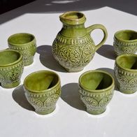 VEB Gräfenroda Keramik DDR - Krug + 6 Becher