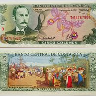 Costa Rica 5 Colones 1992 - Pick.236e - Kassenfrisch / Unc