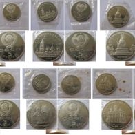 1988-1991, USSR, a set of 6 pcs 3-5 Rubles coins, Proof, bank foil