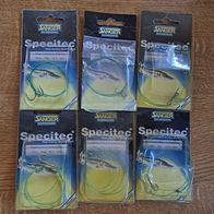 Neu 6 Stahlvorfach Specitec Drilling 2 + 6 T:10kg+5kg Schlaufe Wirbel Hecht Zander