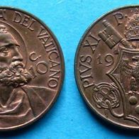 Vatikan Original 10 centesimi 1930 Hl. Petrus / Papst Pius XI. (1922-1939) Stgl.