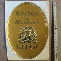 Alte Werbung Benson & Hedges Depot original Aufkleber 1991 Reklame Vintage Gold