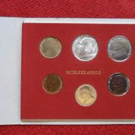 Vatikan-Münzsatz 1980 mit 500 Lire Silber