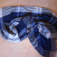 Herren Damen Schal blau-grau kariert