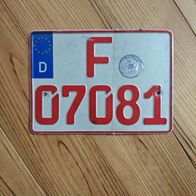 Nummernschild / Autokennzeichen rot 07 Frankfurt