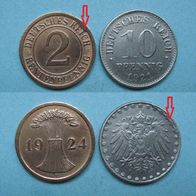 Dt. Reich WR 1924A,1921A Prägefehler bitte lesen ! (W141)