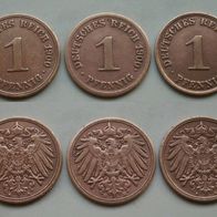 Dt. Reich KR 1 Pf. Lot 1900A,1900E,1906A schön ! (W146)