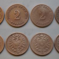 Dt. Reich KR 4x 2 Pf.1874B,1876C,1876D,1876A (W148)