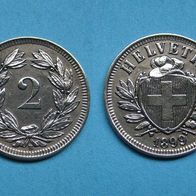 Schweiz Helvetia 2 Rappen 1899B Vorzüglich Bronze (W149)