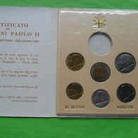 Vatikan Münzsatz 1985 ohne 1000 Lire Silber