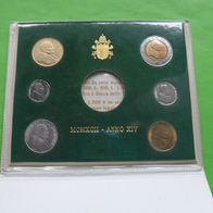 Vatikan Münzsatz 1992 ohne 1000 Lire Silber
