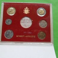 Vatikan Münzsatz 1995 ohne 1000 Lire Silber