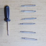 6 Federstege für Uhrarmbänder 16 mm, 1 Federstegwerkzeug