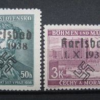 Dt. Reich Besetzungen Aufdruck Karlsbad 1938 Ungebraucht mit gummi ! (W226)