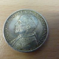 Vatikan Silber 5 Lire 1940 AN II Papst Pius XII. (1939-1958), vz, Patina