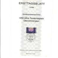 Bund ETB 5/1984 Passionsspiele Oberammergau MiNr. 1201 M€ 0,40 Y7