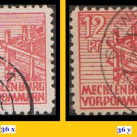 1946 SBZ Mecklenburg-Vorpommern MiNr 36 x + 36 y gestempelt