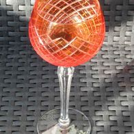 NEU DDR Weinglas Römer Kristall Lausitzer Glas orange modern Schliff Stengelglas