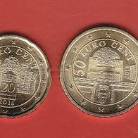 2016 Österreich Kursmünzen 10 Cent & 20 Cent & 50 Cent & 1 Euro UNC prägefrisch