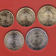 2016 Österreich Münzen 10 Cent & 20 Cent & 50 Cent & 1 & 2 Euro (Gedenkmünze) UNC