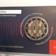 2 Euro Kroatien 2026 Coincard 100 Jahre kroatisches Fernsehen und Rundfunk