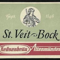 ALT ! Bieretikett "St. Veit Bock" Kronenbräu † 2004 Altenmünster Lkr. Augsburg