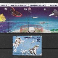 10) Marshall-Inseln 1988 Raumfahrt Mi. Nr. 199-203 kpl. Satz postfrisch * *