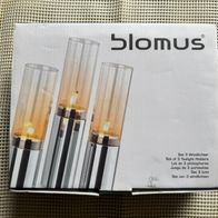 blomus "FARO" - 3er-Set Windlichter / Teelichthalter Edelstahl poliert NEU & OVP!