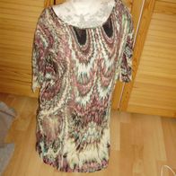 Minimum Kleid Stretch ausgefallen Muster V-Ausschitt 38