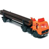 MB 1632 NG ´80 L, Langholzzug mit Ladekran, orange, Ep4, Wiking-Umbau, Spur N
