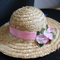 Kinder-Strohhut mit Blumen, ungenutzt