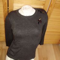 zara Pullover grau mit Glitzersteine ausgefallen XS = S